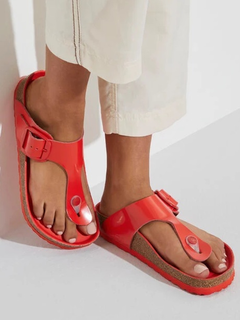 Birkenstock Gizeh Big Buckle Flip Flop in High Shine Tomato - W 11